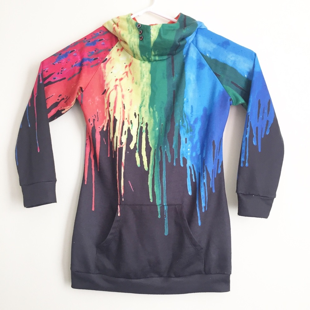 Xuan Ying | Black Paint Splatter Hooded Sweater